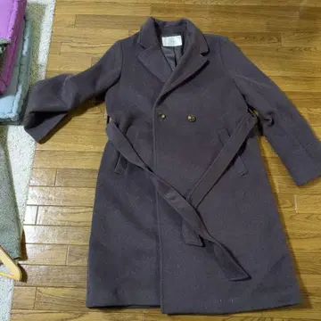 다크 퍼플 롱 코트