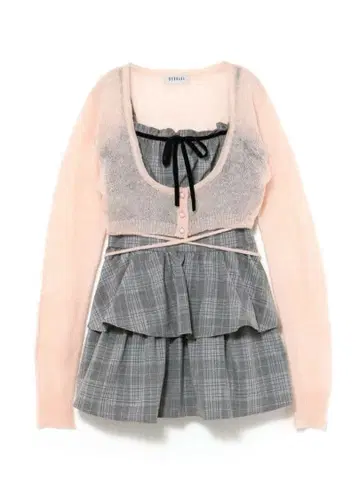 BUBBLES 코켓 티어드 원피스 핑크