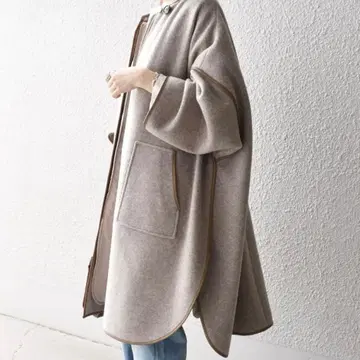 쉽스 노카라 코트 베이지 파이핑