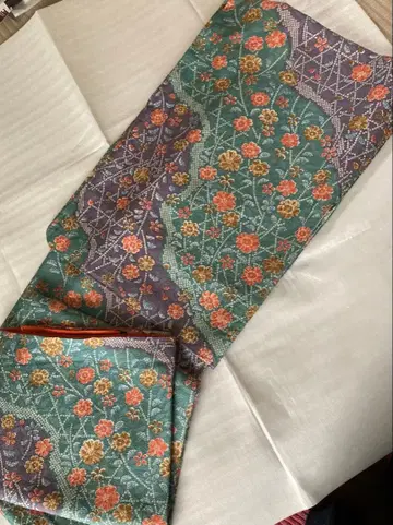 꽃무늬 코몬 기모노 순수 실크 미사용