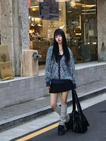 ASIF CALIE LEOPARD KNIT 무지 미들 버튼 아우터