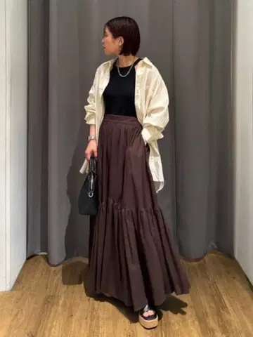 [ 미사용 새상품 ] AZUL by moussy 린넨 믹스 맥시 스커트