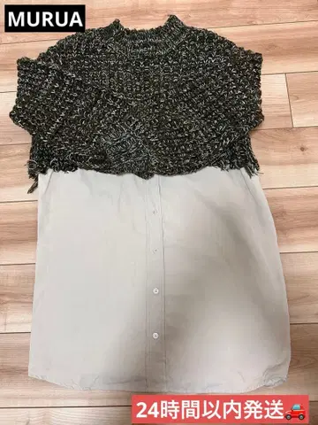 MURUA 멜란지 니트 도킹 원피스