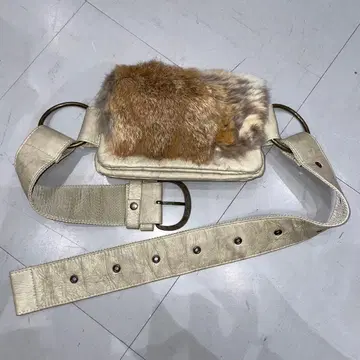 y2k 퍼 가죽 웨스트 파우치