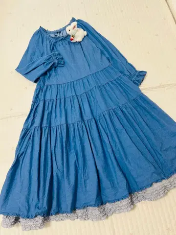 핑크하우스 바지 긴팔 원피스 로고 자수 이중 프릴