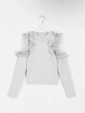 evelyn 샤기 프릴 니트 아이스 그레이