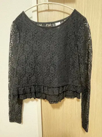 레이스 상의 포멀 이너 긴팔 블랙