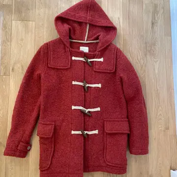 ichi 후드 부착 빨간색 더플 코트