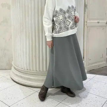 비어즐리 허리 골지 종이상자 스커트 롱 기장