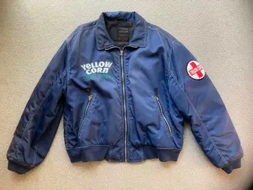 YELLOW CORN 바시티 자켓 네이비