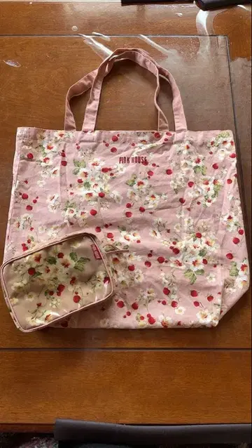 PINK HOUSE 꽃무늬 토트백과 파우치 세트