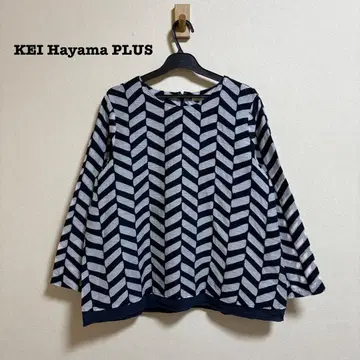 KEI Hayama PLUS 풀오버 블라우스 시어 절개 3 네이비