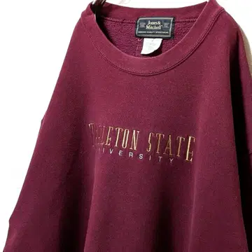 존스&미셸 타르톤 주립대학 자수 맨투맨 레드 빨간색 XL 구제 의류