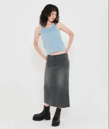 미디 기장 데님 스커트 TINA: JOJUN