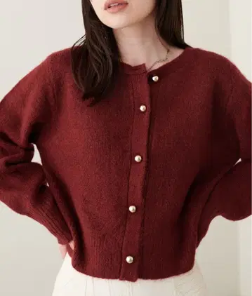 보르도 긴팔 가디건