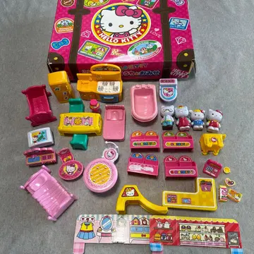 헬로키티의 집과 가게 인형의 집 인형 4체 하우스 가구