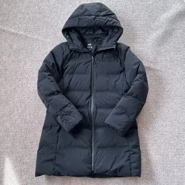 후드 부착 롱 다운 자켓 블랙