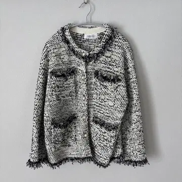 Arpege story 트위드 자켓 프린지 펄 버튼