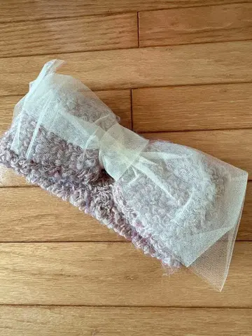 새상품급 CAILA 모헤어 핑크 계열 리본 헤어밴드