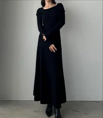 Louere 아지메 오프숄더풍 니트 플레어 원피스 s 루엘레