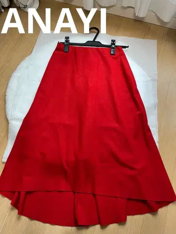 새상품급 아나이 ANAYI 플레어 스커트 레드 38 (36)