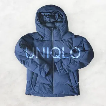 유니클로 심리스 다운 후드티 네이비 사이즈 M