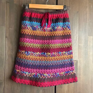 J&R 멀티 보더 니트 타이트 스커트 S 빨간색