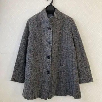 울 그레이 믹스 트위드 자켓 코트 아우터 M~L 일본제