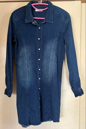 데이라이루 누아르 데님 셔츠 원피스 인디고 블루