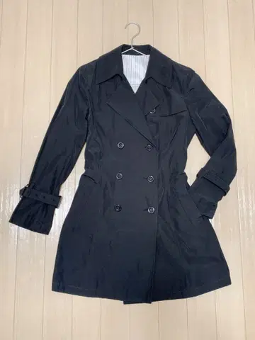 [ 파이브앤세븐 ] 블랙 더블 브레스트 트렌치코트