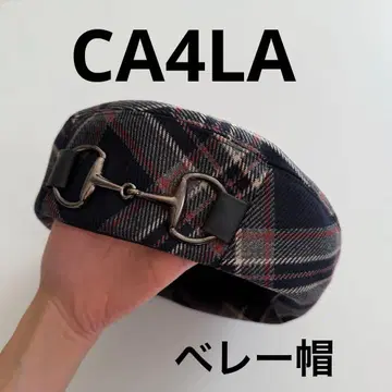 CA4LA 카시라 체크 베레모 네이비 그레이