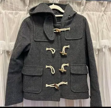 어반 리서치 숏 더플 코트 그레이 후드 부착 토글 버튼