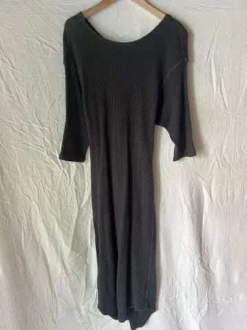 프레이 아이디 백 개더 롱 원피스 그레이