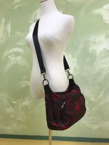 F3468 Three Four Time 백 별 패턴 스타 와인 레드