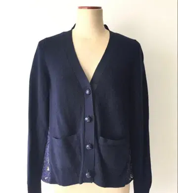 [ 새상품급 ] SACAI 백 레이스 가디건 네이비