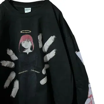 체인소 맨 마키마 T셔츠 롱T 애니메이션 프린트 블랙 어둠의 악마