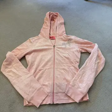 JIUCYCOUTURE 핑크 리본 자수 풀 집업 후드티