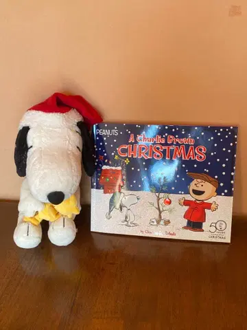 스누피 봉제 인형과 크리스마스 그림책 세트