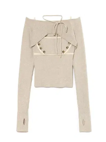 Elf button knit tops beige
