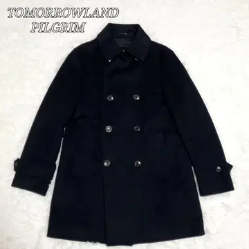 새상품급 투모로우랜드 필그림 더블 체스터 코트 캐시미어 네이비