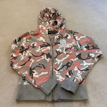 카모플라쥬 패턴 풀 지퍼 후드티