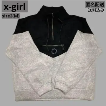 X-girl 플리스 하프 지퍼 맨투맨 탑