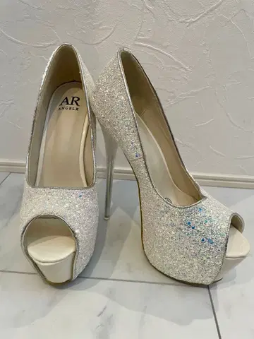 AR ANGEL 글리터 오픈토 하이힐