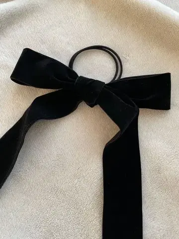 벨벳 롱 리본 머리끈 심플 귀여운 여성용 머리끈