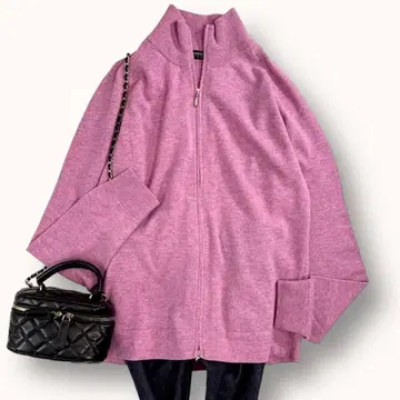 하자품 투모로우랜드 울 집업 니트 하이넥 퍼플 보라색