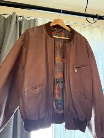 vintage sheepskin leather bomber jacket