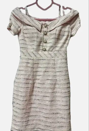 IRMA 트위드 오프숄더 미니 드레스