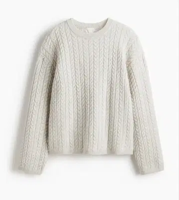 라이트 그레이 케이블 니트 긴팔 스웨터