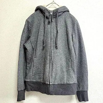 유니클로 보아 맨투맨 풀 집업 후드티 면 혼방 그레이 S 상의 겉옷 긴팔