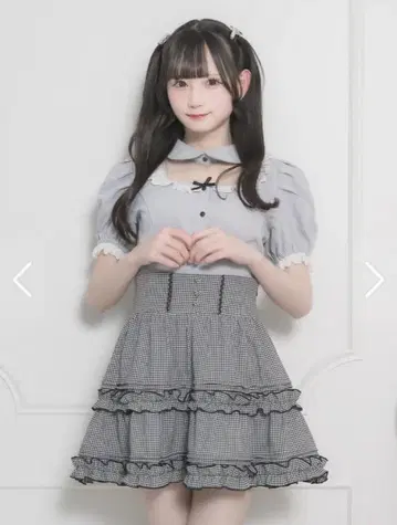 pium 코튼 레이스 프릴 도리 블라우스